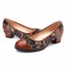 SOCOFY Bohemian Stitching Jacquard Shoes Genuine Leather Pumps