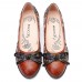 SOCOFY Bohemian Stitching Jacquard Shoes Genuine Leather Pumps