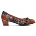 SOCOFY Bohemian Stitching Jacquard Shoes Genuine Leather Pumps