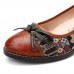 SOCOFY Bohemian Stitching Jacquard Shoes Genuine Leather Pumps