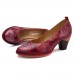 SOCOFY Genuine Leather Handmade Flowers Pattern Soft Pumps