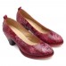 SOCOFY Genuine Leather Handmade Flowers Pattern Soft Pumps