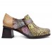 SOCOFY Floral Pattern Buckle Zipper Genuine Leather Pumps