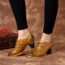 SOCOFY Handmade Embossed Pattern Genuine Leather Pumps