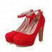 Suede Ankle Buckle Strap High Heel Platform Pumps Shoes