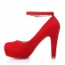 Suede Ankle Buckle Strap High Heel Platform Pumps Shoes