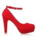 Suede Ankle Buckle Strap High Heel Platform Pumps Shoes