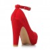 Suede Ankle Buckle Strap High Heel Platform Pumps Shoes