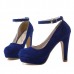 Suede Ankle Buckle Strap High Heel Platform Pumps Shoes