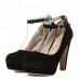 Suede Ankle Buckle Strap High Heel Platform Pumps Shoes