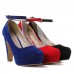 Suede Ankle Buckle Strap High Heel Platform Pumps Shoes