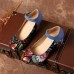 SOCOFY Genuine Leather Ankle Strap Pumps Round Toe Casual Shoes