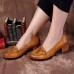 SOCOFY Leather Handmade Color High Heels Slip On Soft Casual Pumps