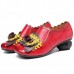 SOCOFY Retro Spilicing Pattern Low Heel Leather Shoes