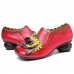 SOCOFY Retro Spilicing Pattern Low Heel Leather Shoes