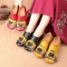 SOCOFY Retro Spilicing Pattern Low Heel Leather Shoes