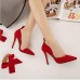 Women Fashion High Heel Suede Artificial Slip On Pointed Toe Thin Heel Pumps Shoes