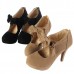 Women Vintage Bow Pumps Shoes High Heeled Sandals