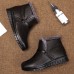 Winter Fur Warm Leather Slip On Snow Boots