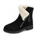 Women Solid Color Two Ways Wearing Zipper Warm Snow Boots