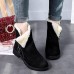 Women Solid Color Two Ways Wearing Zipper Warm Snow Boots