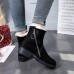 Women Solid Color Two Ways Wearing Zipper Warm Snow Boots