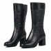 LOSTISY Women Casual Round Toe Square Heel Zipper Mid Calf Boots