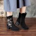 Old Peking Embroidery Pattern Zipper Keep Warm Ankle Boots