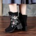 Old Peking Embroidery Pattern Zipper Keep Warm Ankle Boots