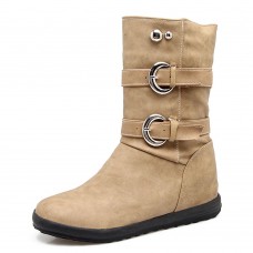 Women Casual Comfortable Double Breasted Mid-calf Boots