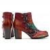 SOCOFY Splicing Pattern Button Zipper Ankle Leather Boots