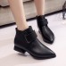 Pure Color Hook Loop Casual Ankle Boots For Women