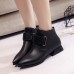 Pure Color Hook Loop Casual Ankle Boots For Women