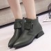 Pure Color Hook Loop Casual Ankle Boots For Women