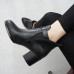 Pure Color Lining Buckle Chunky Heel Ankle Short Boots