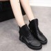 Flats Lace Up Round Toe Shoe Fashion Casual Leather Ankle Boots