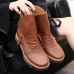 Flats Lace Up Round Toe Shoe Fashion Casual Leather Ankle Boots