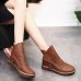 Flats Lace Up Round Toe Shoe Fashion Casual Leather Ankle Boots