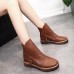 Flats Lace Up Round Toe Shoe Fashion Casual Leather Ankle Boots