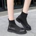 Women Ankle Boots Round Toe Comfortable Casual Knitted Shoes