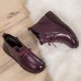 Casual Soft Lace Up Zipper Leather Ankle Warm Boots For Women