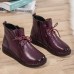 Casual Soft Lace Up Zipper Leather Ankle Warm Boots For Women