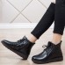 Casual Soft Lace Up Zipper Leather Ankle Warm Boots For Women