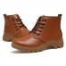 Women Outdoor Warm Winter Leather  Ankle Lace Up Boots