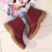 Women Outdoor Warm Winter Leather  Ankle Lace Up Boots