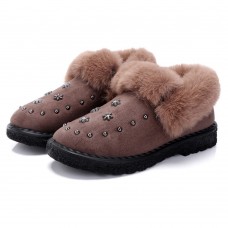 Winter Warm Fluffy Rivet Casual Soft Snow Boots