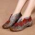 SOCOFY Genuine Leather Floral Handmade Hollow Out Retro Boots