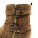 LOSTISY Casual Round Toe Buckle Zipper Mid Calf Boots