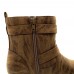 LOSTISY Casual Round Toe Buckle Zipper Mid Calf Boots