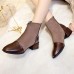 Women Boots Casual Chunky Heel Zipper Ankle Boots